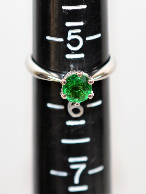 Natural Tsavorite Garnet Ring Solid Platinum .98c… - image 7