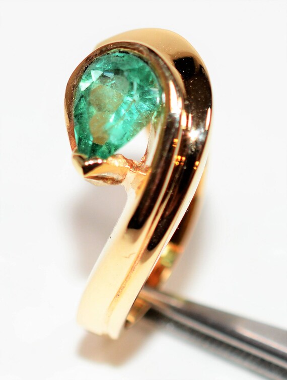 Natural Colombian Emerald Ring 14K Solid Gold 2.2… - image 4