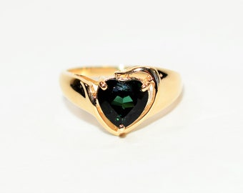Natural Indicolite Tourmaline Ring 10K Solid Gold 2ct Heart Ring Solitaire Ring Blue Tourmaline Ring Promise Ring Anniversary Ring Jewellery