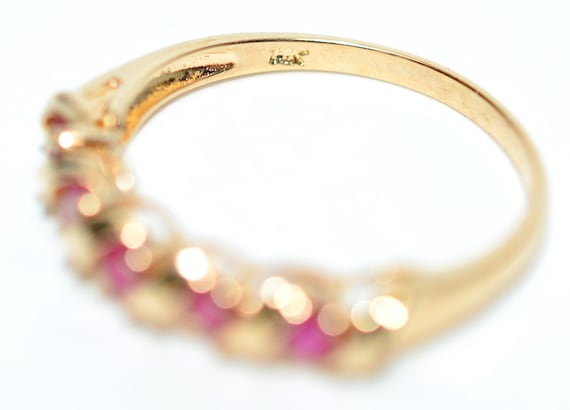 14K Gold Natural Ruby Ring Band: July Birthstone … - image 5