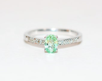 Natural Paraiba Tourmaline & Diamond Ring 14K White Gold .52tcw Gemstone Engagement Women's Ring Ladies Promise Ring Fine Estate Jewelry