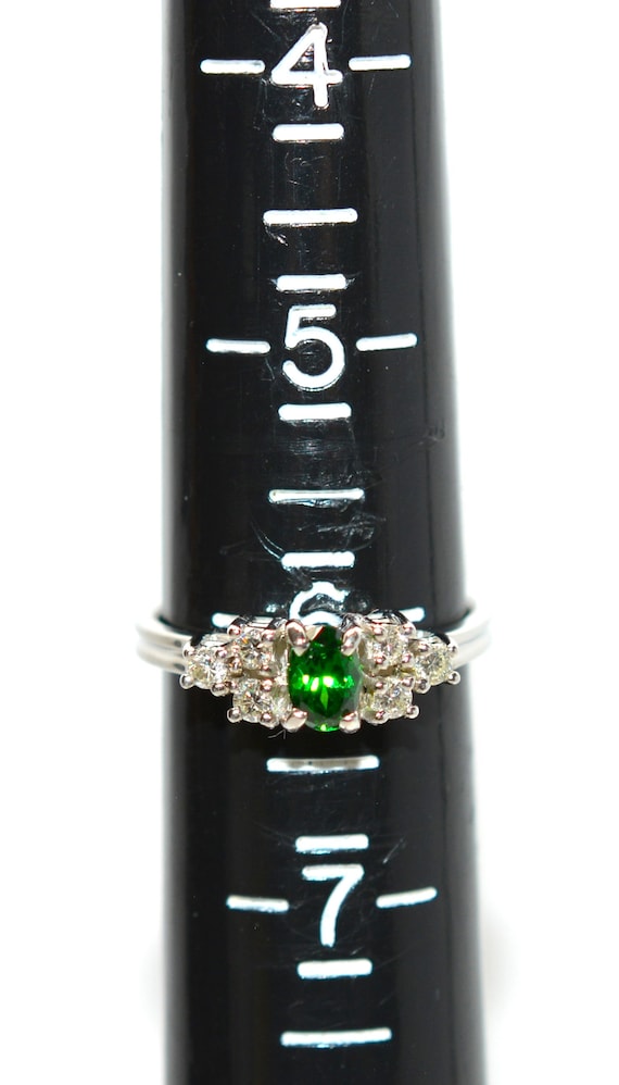 Natural Tsavorite Garnet & Diamond Ring Solid Pla… - image 7
