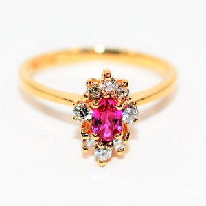 Natural Ruby & Diamond Ring 14K Solid Gold .60tcw Ruby Ring Marquise Ring Gemstone Ring Statement Ring Women&#39;s Ring Vintage Engagement Ring