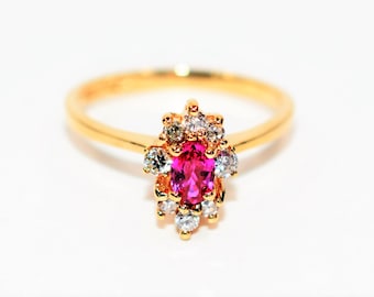 Natural Ruby & Diamond Ring 14K Solid Gold .60tcw Ruby Ring Marquise Ring Gemstone Ring Statement Ring Women's Ring Vintage Engagement Ring