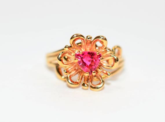 Natural Rubellite Ring 14K Solid Gold .67ct Pink … - image 1