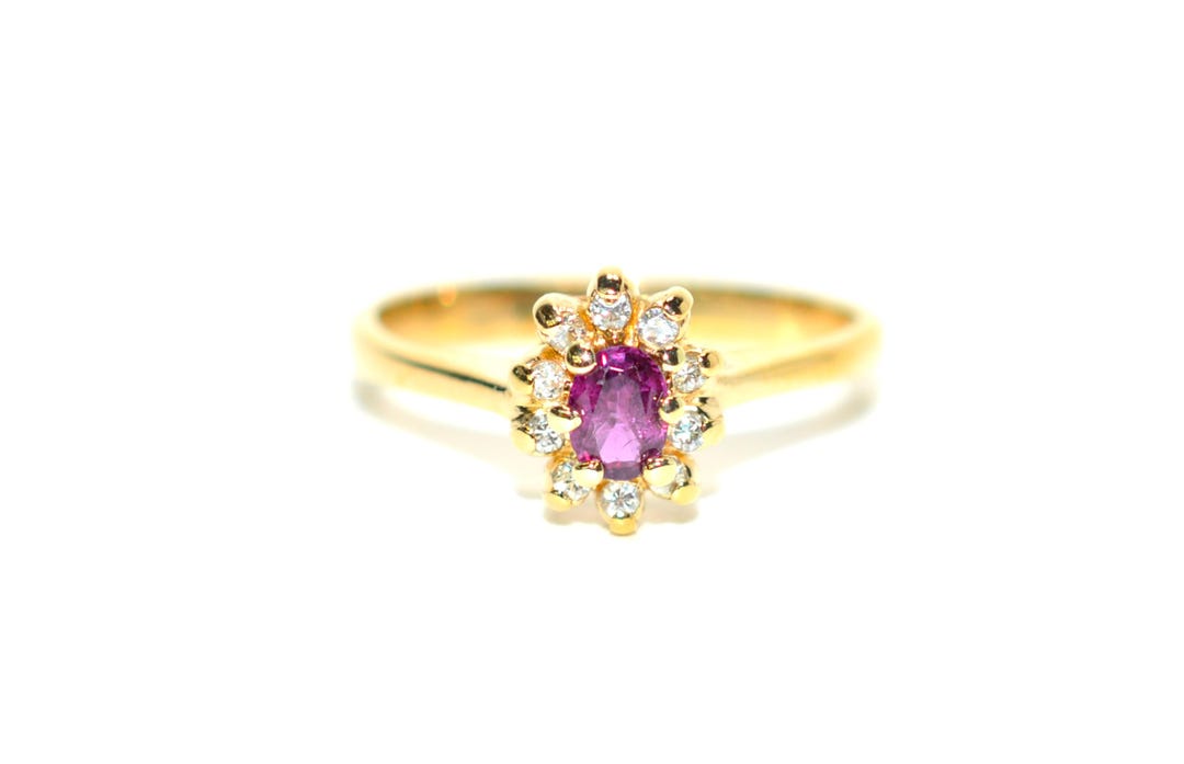 Vintage Ruby Diamond Ring, 14K Gold July Birthstone (.36tcw) - Etsy