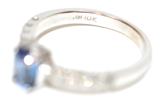 Natural Ceylon Sapphire & Diamond Ring 10K Solid … - image 5