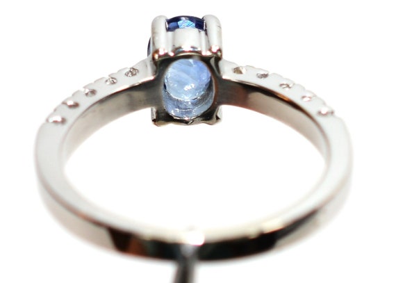 Natural Ceylon Sapphire & Diamond Ring 10K Solid … - image 6