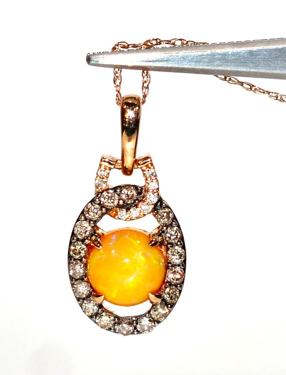 LeVian Natural Opal & Diamond Necklace 14K Rose G… - image 9