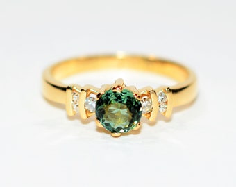 Natural Paraiba Tourmaline & Diamond Ring 14K Solid Gold .78tcw Statement Women's Ring Gemstone Ring Estate Ring Fine Jewellery Ladies Ring