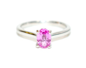 Natural Padparadscha Sapphire Ring White Gold Ring .87ct Ceylon Ring Sapphire Ring Solitaire Ring Engagement Ring Bridal Jewelry Pink Ring