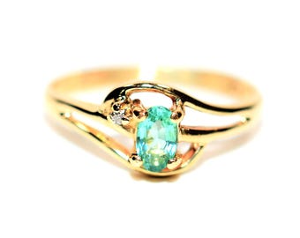 Paraiba Tourmaline & Diamond Ring: 14K Gold Gemstone Jewelry (.26tcw)