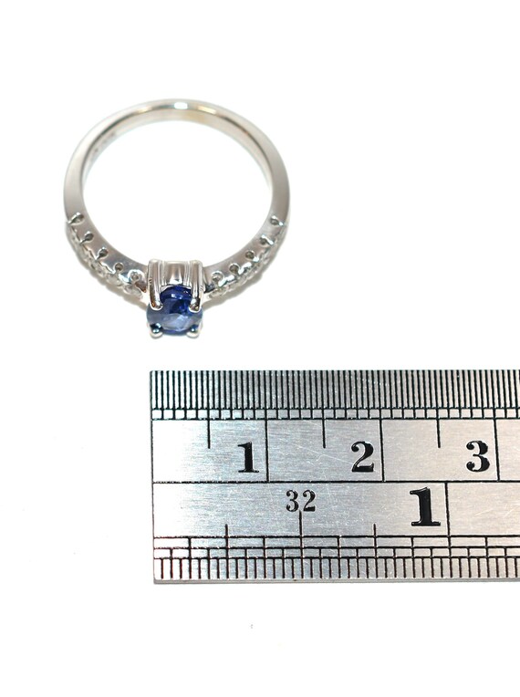 Natural Ceylon Sapphire & Diamond Ring 10K Solid … - image 8