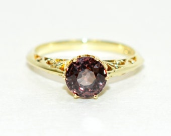 Natural Malaia Malaya Garnet Ring 14K Solid Gold 1.32ct Solitaire Ring Engagement Ring Gemstone Ring Womens Ring Estate Jewelry Vintage Fine