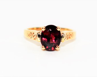 Natural Rubellite Ring 14K Solid Gold 1.90ct Pink Tourmaline Ring Solitaire Ring Vintage Ring Antique Ring Women's Ring Fine Estate Jewelry