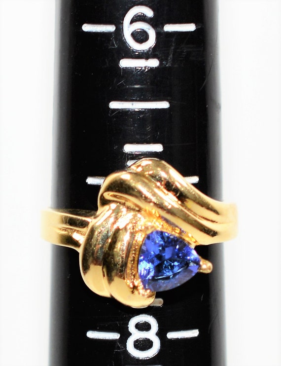 Natural Tanzanite Ring 14K Solid Gold .73ct Solit… - image 8