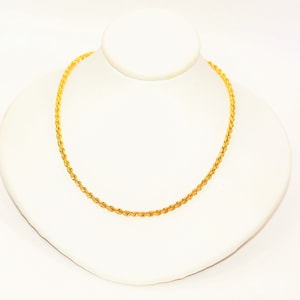 14K Solid Gold 16&quot; 2.50mm Rope Chain Necklace Fine Jewelry Statement Necklace Gold Chain Vintage Necklace Men&#39;s Jewelry Fine Estate Necklace