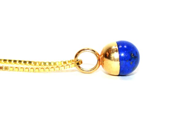 Natural Lapis Lazuli Necklace 14K Solid Gold Pend… - image 5