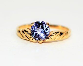 Natural Tanzanite Ring 14K Solid Gold 1.05ct Solitaire Ring Vintage Ring Estate Jewelry Ladies Ring Women's Ring Jewellery Gemstone Ring