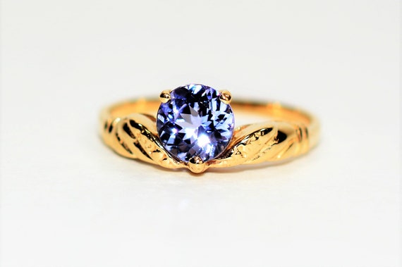 Natural Tanzanite Ring 14K Solid Gold 1.05ct Soli… - image 1