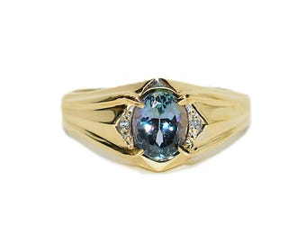 Natural Tanzanite & Diamond Ring 10K Solid Gold 2.09tcw Men's Ring Gentlemen's Ring Gents Ring Vintage Ring Cocktail Ring Statement Ring