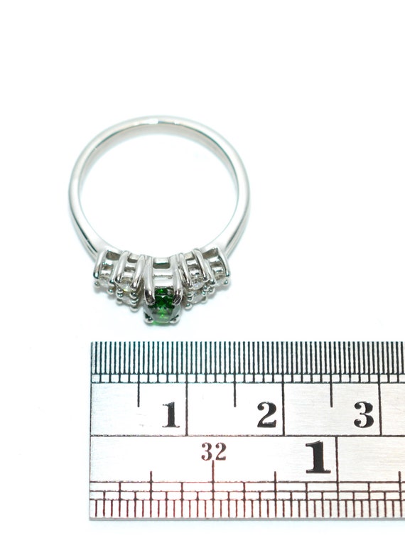 Natural Tsavorite Garnet & Diamond Ring Solid Pla… - image 8