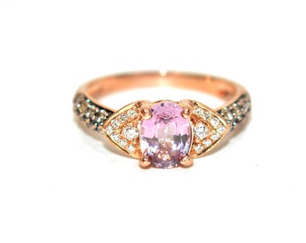 LeVian GIA Certified Natural Spinel & Diamond Ring 14K Rose Gold 1.32tcw Designer Gemstone Birthstone Pink Engagement Bridal Fine Jewellery