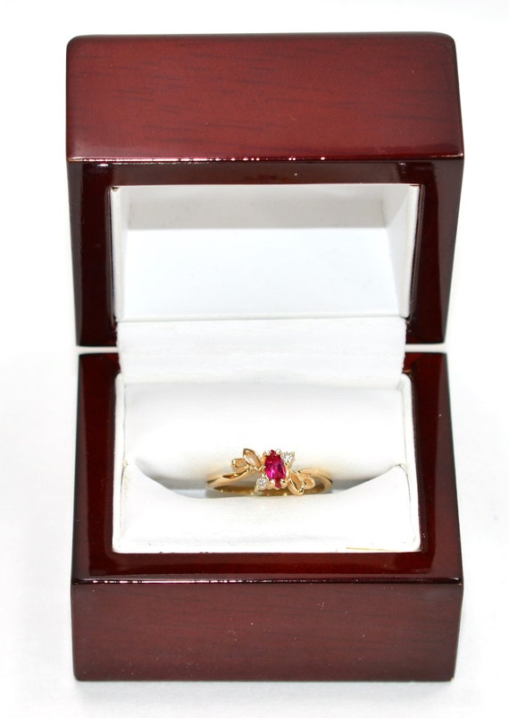 14K Gold Ruby Diamond Ring: .36 tcw Gemstone Cock… - image 10