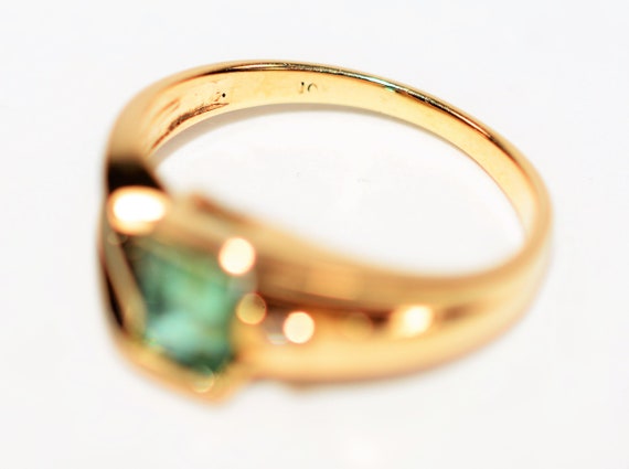 Natural Paraiba Tourmaline & Diamond Ring 10K Sol… - image 5