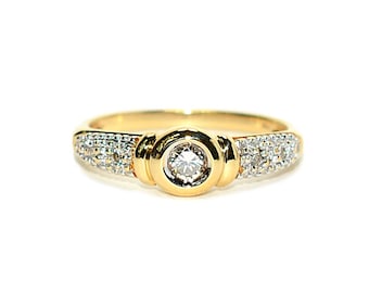 Natural Diamond Ring 18K Solid Gold .21tcw Engagement Ring Wedding Bridal Jewelry Bridal Jewellery Pave Ring April Birthstone Promise Ring