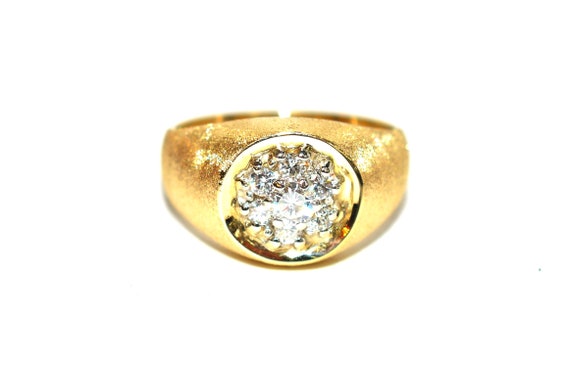 Natural Diamond Ring 14K Solid Gold .28tcw Men's … - image 1