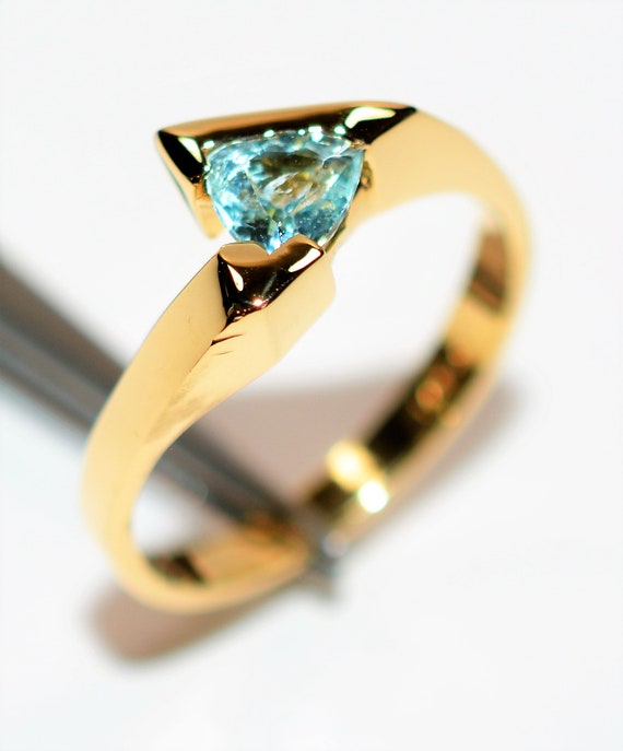 Natural Paraiba Tourmaline Ring 14K Solid Gold So… - image 4