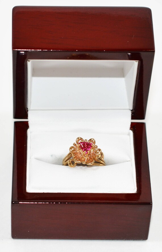 Natural Rubellite Ring 14K Solid Gold .67ct Pink … - image 10