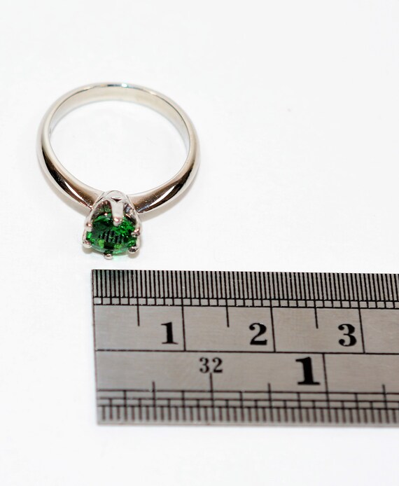 Natural Tsavorite Garnet Ring Solid Platinum .98c… - image 9