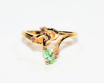 Natural Paraiba Tourmaline & Diamond Ring 14K Solid Gold .33tcw Pear Gemstone Estate Jewelry Women's Ring Jewellery Vintage Fine Jewelry