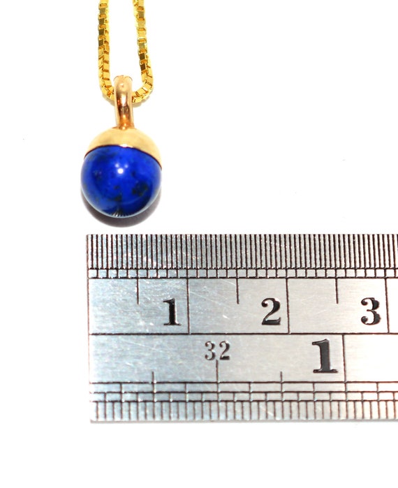 Natural Lapis Lazuli Necklace 14K Solid Gold Pend… - image 8
