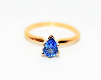 Natural Ceylon Sapphire Ring 14K Solid Gold .87ct Sri Lankan Sapphire Ring Engagement Ring Wedding Ring Promise Ring Solitaire Ring Bridal