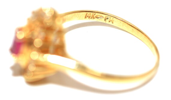 14K Gold Ruby & Diamond Ring: Marquise Gemstone, … - image 5