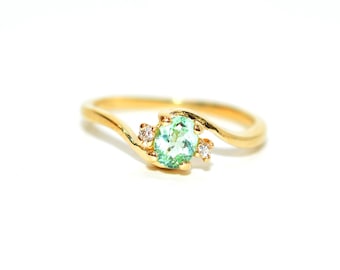 Natural Paraiba Tourmaline & Diamond Ring 14K Solid Gold .43tcw Birthstone Ring Gemstone Ring Statement Ring Estate Ring Fine Vintage Ring