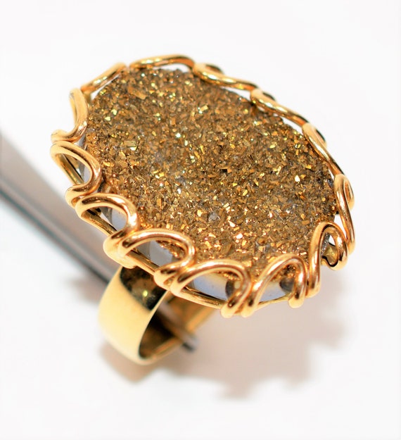 Natural Druzy Ring 14K Solid Gold Ring MILOR Ring… - image 4