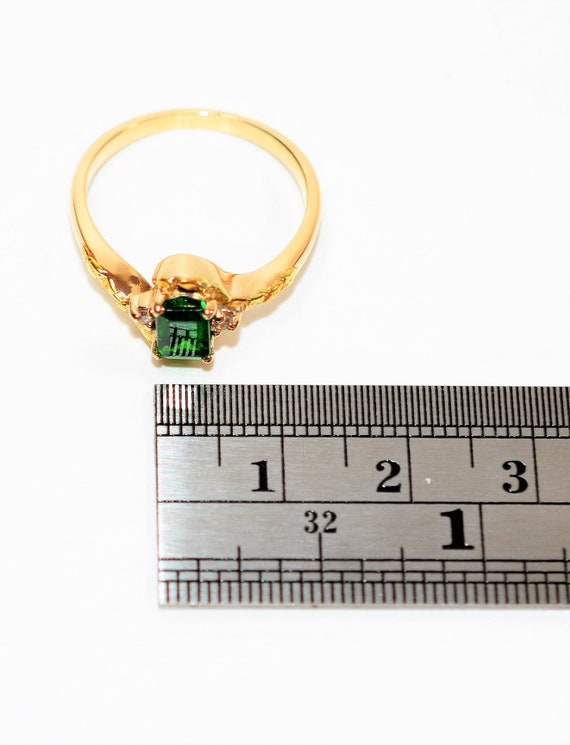 Natural Tsavorite Garnet & Diamond Ring 14K Solid… - image 9