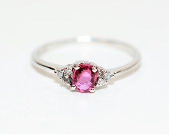 Natural Ruby & Diamond Ring Platinum .31tcw Ruby Ring Gemstone Ring Statement Ring July Birthstone Ring Engagement Ring Vintage Women's Ring