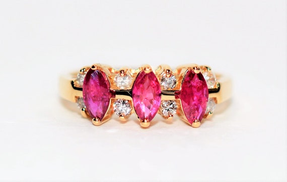 Natural Ruby & Diamond Ring 14K Solid Gold 1.17tc… - image 1