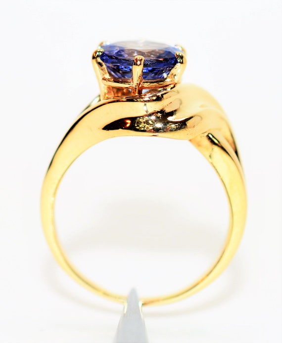 Natural Tanzanite Ring 14K Solid Gold 2.83ct Soli… - image 3