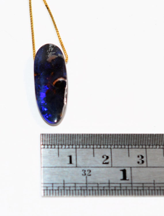 Natural Australian Boulder Opal Necklace 14K Soli… - image 8