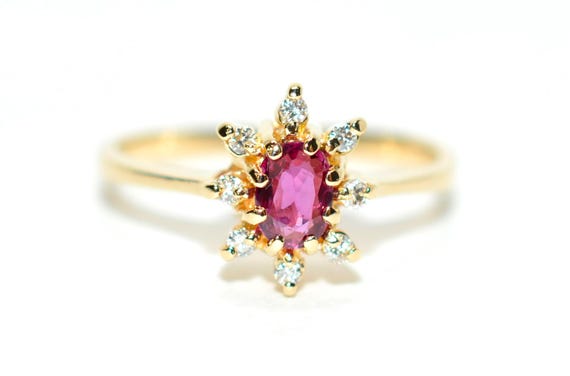 14K Gold Ruby Diamond Ring: July Birthstone Fine Jewelry
