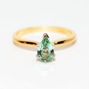 Natural Paraiba Tourmaline Ring 14K Solid Gold .62ct Solitaire Engagement Ring Gemstone Ring Bridal Jewelry Birthstone Ring Statement Ring