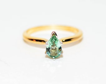 Natural Paraiba Tourmaline Ring 14K Solid Gold .62ct Solitaire Engagement Ring Gemstone Ring Bridal Jewelry Birthstone Ring Statement Ring