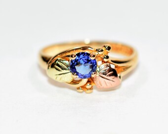 Natural Tanzanite Ring 10K Solid Gold .36ct Black Hills Gold Ring Solitaire Ring Statement Ring Vintage Ring Nature Rink Black Hills Dakota