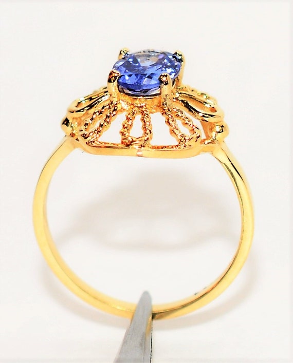 Natural Tanzanite Ring 14K Solid Gold .85ct Solit… - image 3